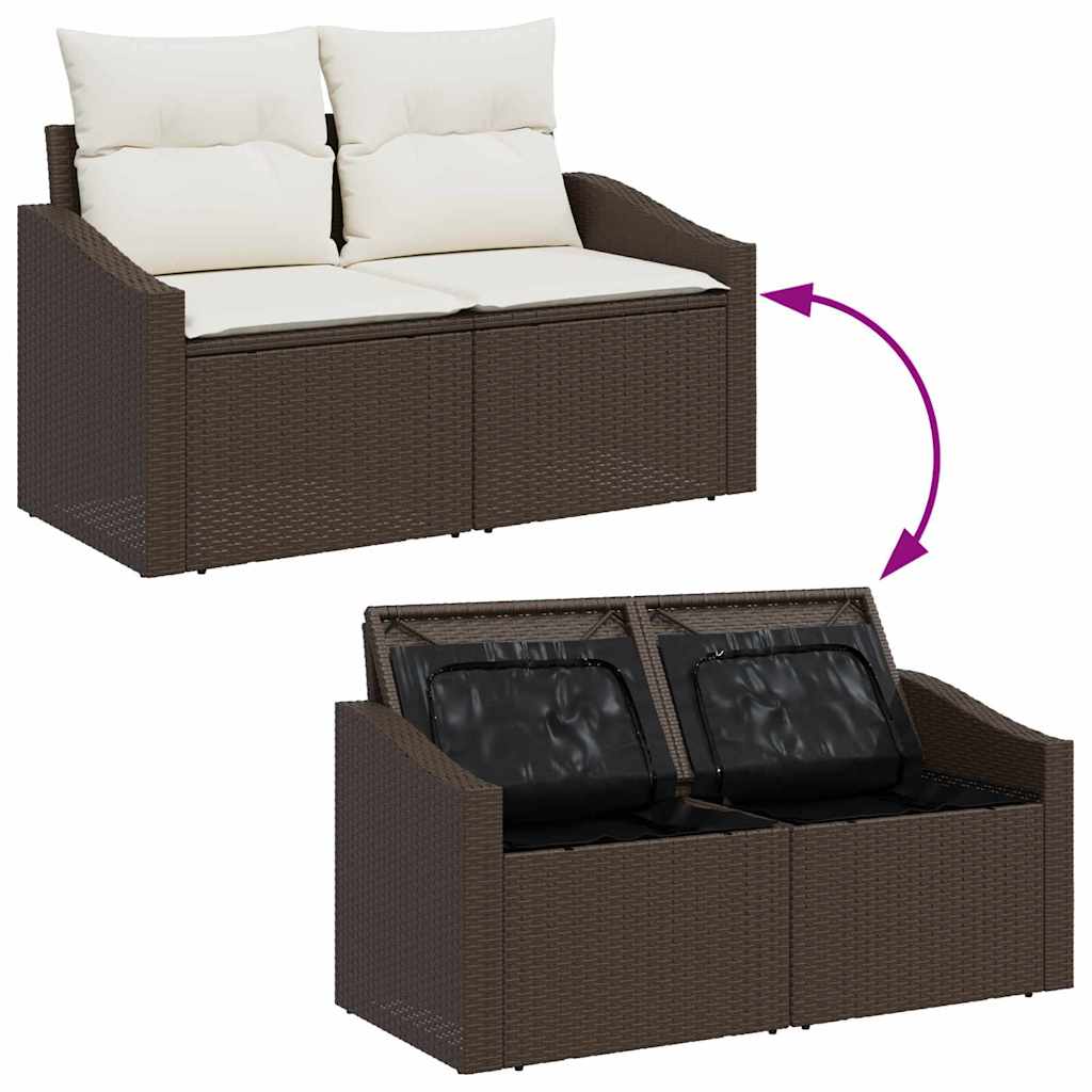 Garten-Sofa-Set mit Speicher 7 pcs Braun Poly Rattan